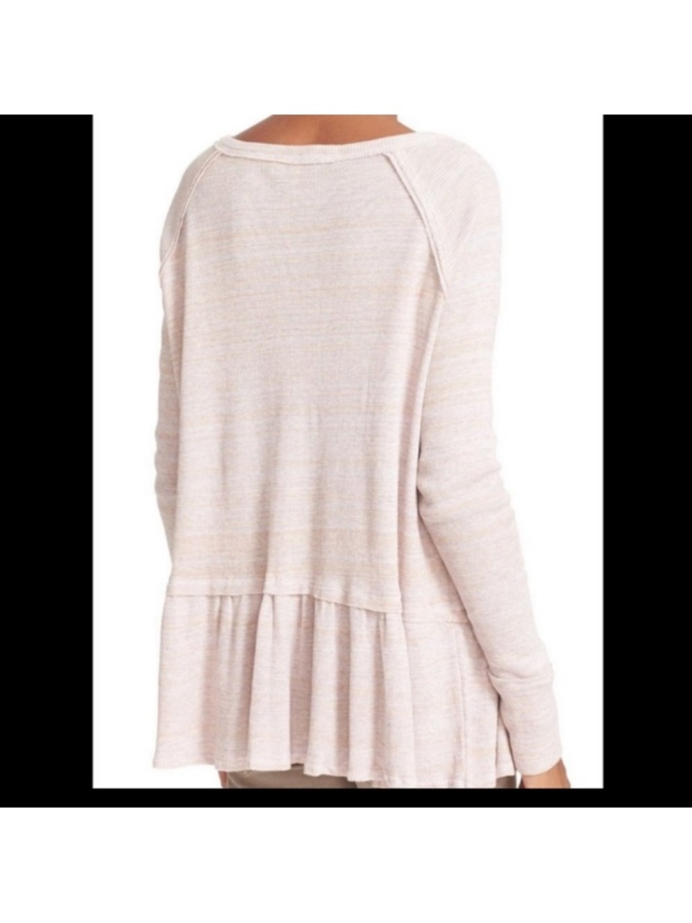 Free People Coastline Henley Peplum Thermal Top Button Front Boho Long Sleeve - Picture 2 of 5